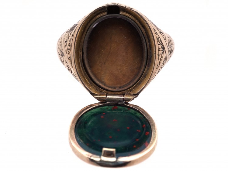 Victorian Opening Gold ​& Bloodstone Signet Ring