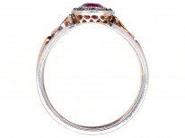Edwardian Ruby & Rose Cluster Diamond Ring