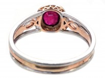 Edwardian Ruby & Rose Cluster Diamond Ring