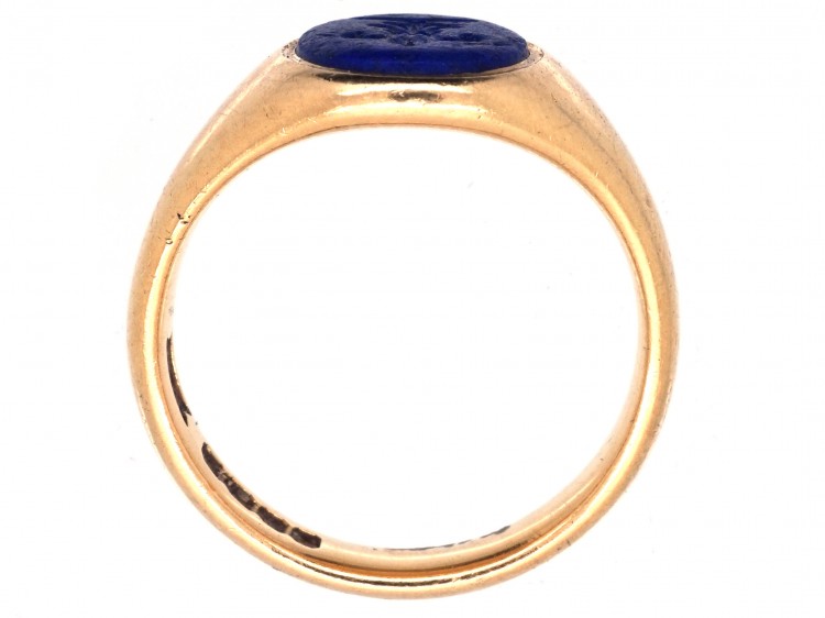 Victorian 18ct Gold & Lapis Fleur-de-Lis Signet Ring