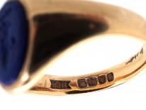 Victorian 18ct Gold & Lapis Fleur-de-Lis Signet Ring