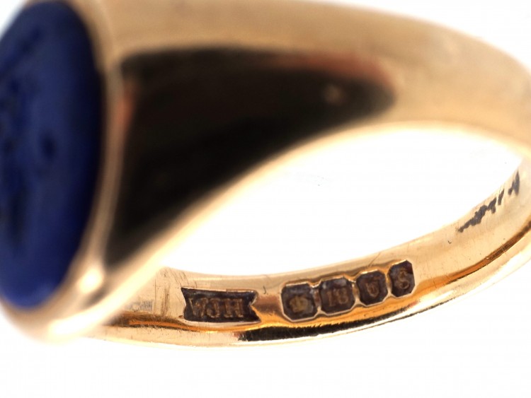 Victorian 18ct Gold & Lapis Fleur-de-Lis Signet Ring