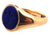 Victorian 18ct Gold & Lapis Fleur-de-Lis Signet Ring