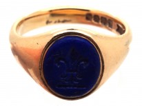Victorian 18ct Gold & Lapis Fleur-de-Lis Signet Ring