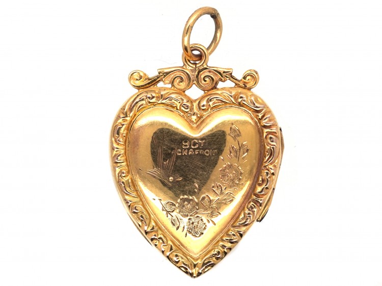 Edwardian 9ct Back & Front Heart Shaped Locket