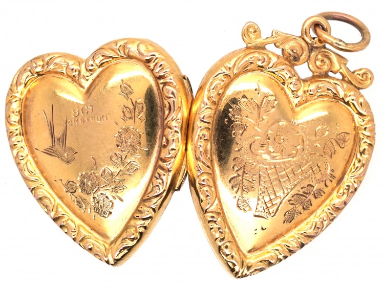 Edwardian 9ct Back & Front Heart Shaped Locket