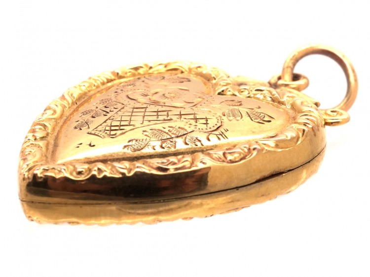 Edwardian 9ct Back & Front Heart Shaped Locket