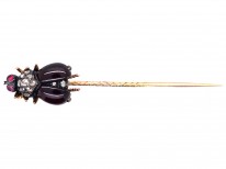 Victorian Garnet, Ruby & Rose Diamond Bug Stick Pin