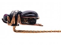Victorian Garnet, Ruby & Rose Diamond Bug Stick Pin