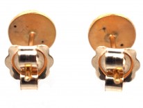 Small Round 15ct Gold Stripey Earrings