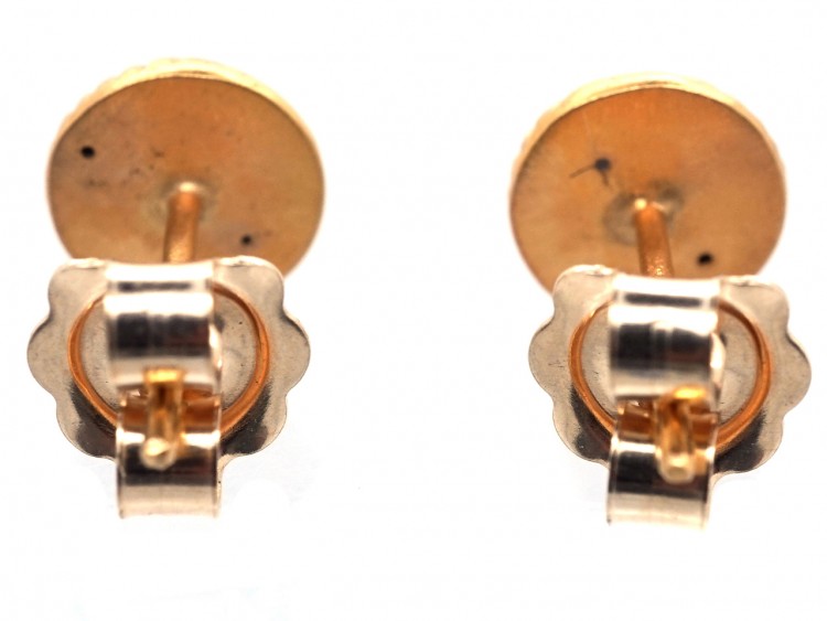 Small Round 15ct Gold Stripey Earrings