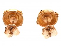 Victorian 15ct Gold & Diamond Round Earrings