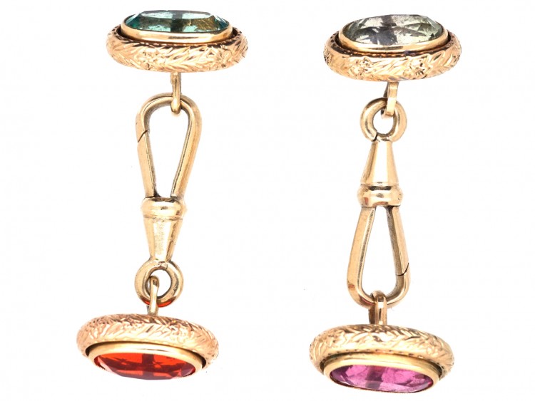 Edwardian Gold Multi Stone Cufflinks