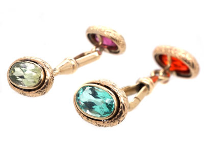 Edwardian Gold Multi Stone Cufflinks