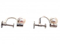 18ct White Gold, Pearl & Diamond Earrings