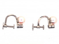 18ct White Gold, Pearl & Diamond Earrings