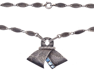 Theodor Farhner Silver, Marcasite ​& Blue Paste Necklace