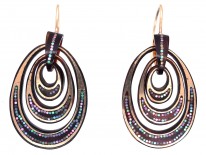 Victorian Tortoiseshell Pique Earrings Inlaid with Gold & Mother of Pearl