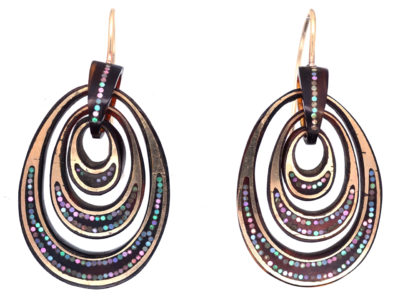 Victorian Tortoiseshell Pique Earrings Inlaid with Gold & Mother of Pearl
