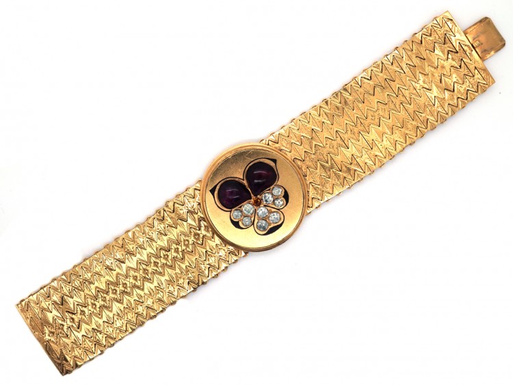 Victorian Pinchbeck Pansy Motif Bracelet