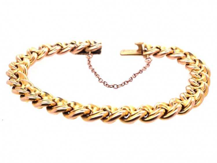 Edwardian 15ct Gold Close Link Bracelet