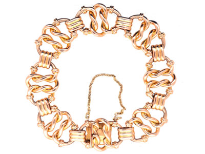Edwardian 15ct Gold Interwoven Heart Links Bracelet
