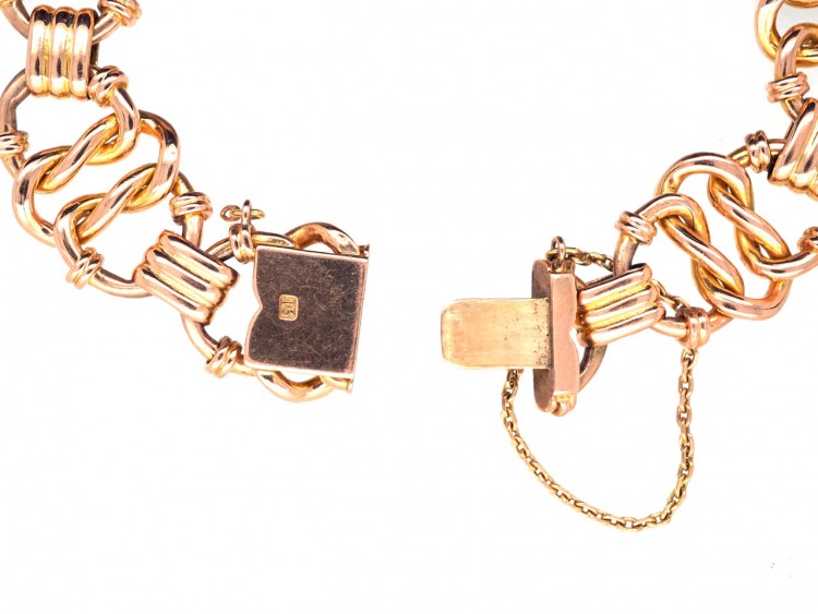 Edwardian 15ct Gold Interwoven Heart Links Bracelet