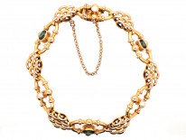 Edwardian 15ct Gold,Tourmaline & Natural Split Pearls Bracelet