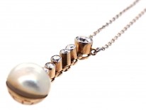 Pearl & Diamond Pendant on Chain