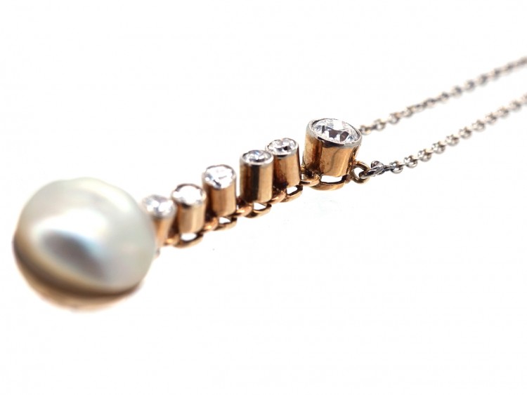Pearl & Diamond Pendant on Chain