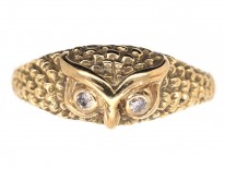 18ct Gold Owl Ring with Diamond Eyes
