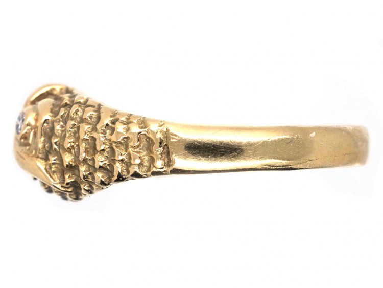 18ct Gold Owl Ring with Diamond Eyes