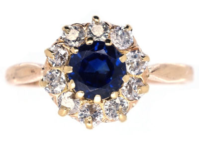 Sapphire & Diamond Cluster Ring