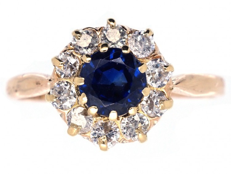 Sapphire & Diamond Cluster Ring