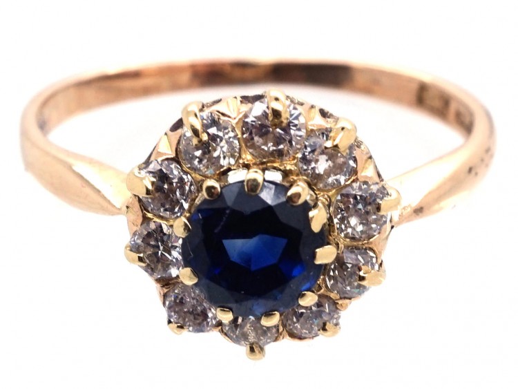 Sapphire & Diamond Cluster Ring