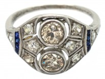 Art Deco Diamond & Sapphire Ring