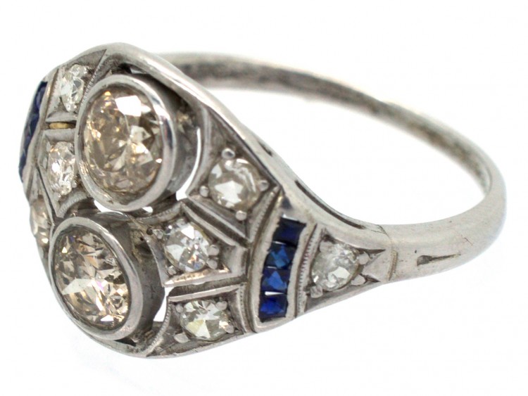 Art Deco Diamond & Sapphire Ring
