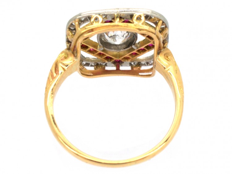 Art Deco Diamond & Ruby Square Ring