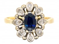 18ct Gold, Sapphire & Diamond Oval Cluster Ring