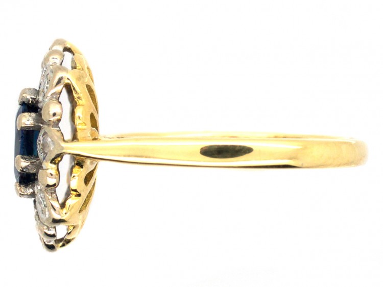 18ct Gold, Sapphire & Diamond Oval Cluster Ring
