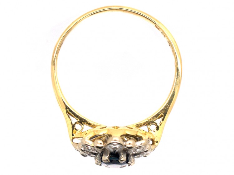 18ct Gold, Sapphire & Diamond Oval Cluster Ring