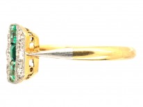 Emerald ​& Diamond Art Deco Octagonal Ring