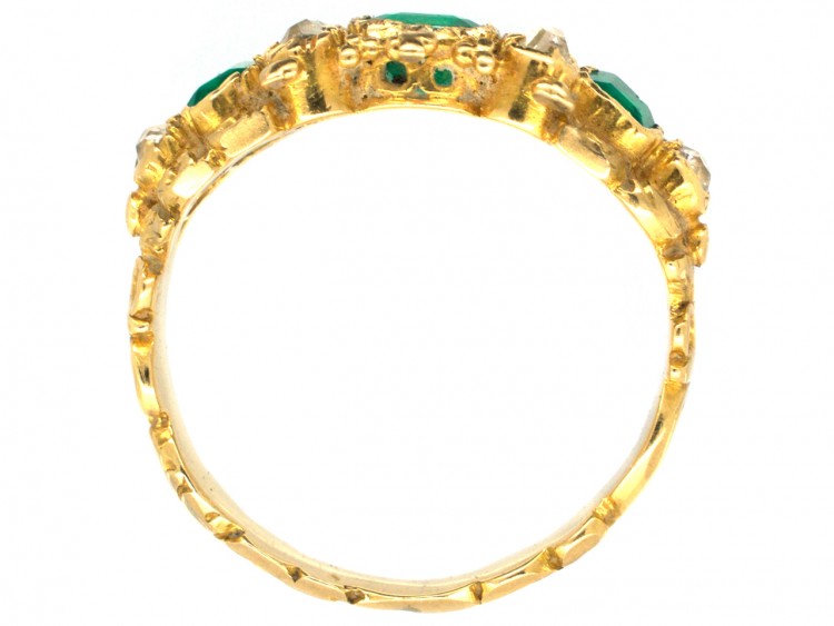 18ct Gold Georgian Emerald & Diamond Ring