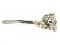Edwardian Two Stone Diamond Crossover Platinum Ring