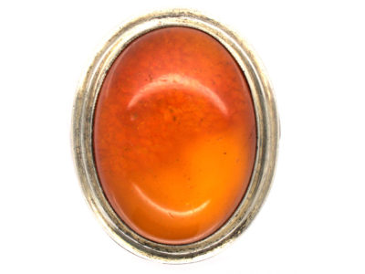 1930s Amber ​& Silver Ring