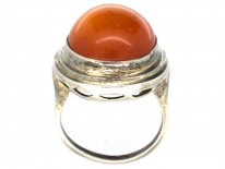 1930s Amber ​& Silver Ring
