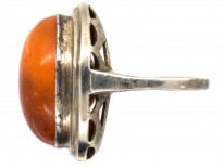 1930s Amber ​& Silver Ring