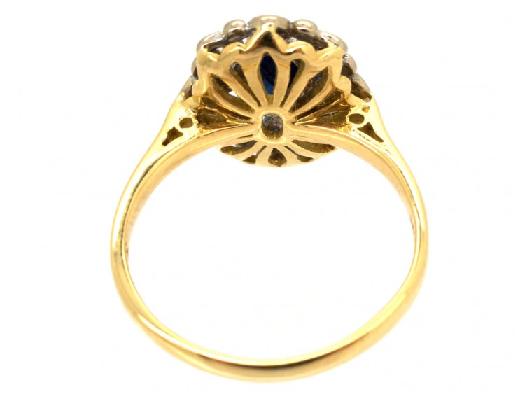 18ct Gold, Sapphire & Diamond Oval Cluster Ring