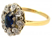 18ct Gold, Sapphire & Diamond Oval Cluster Ring