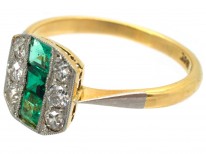 Emerald ​& Diamond Art Deco Octagonal Ring
